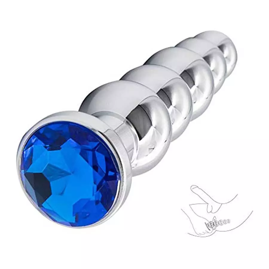 Anal Plug Gem Anal Beads - 5 Beads Metal Butt Plug Pleasure Wand Anal Sex Toys for Men and Women Romi