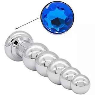 Anal Plug Gem Anal Beads - 5 Beads Metal Butt Plug Pleasure Wand Anal Sex Toys for Men and Women Romi Anal Plug Gem Anal Beads - 5 Beads Metal Butt Plug Pleasure Wand Anal Sex Toys for Men and Women Romi