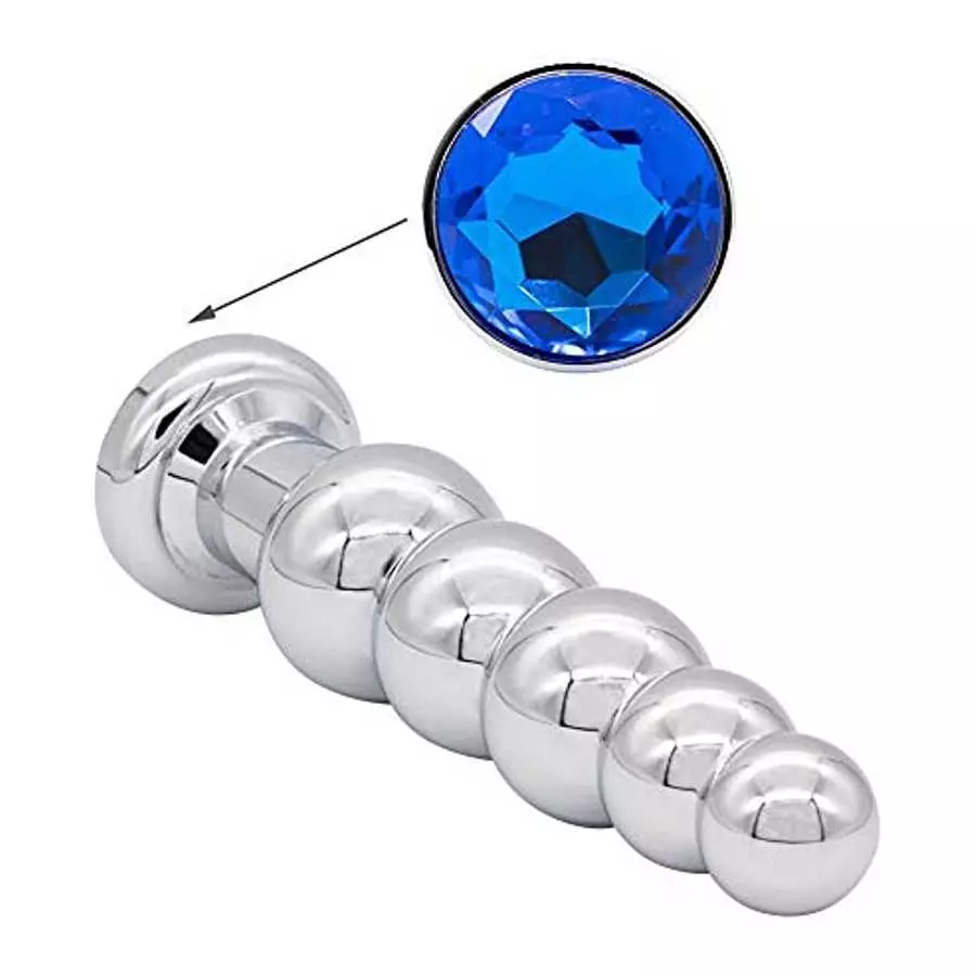 Anal Plug Gem Anal Beads - 5 Beads Metal Butt Plug Pleasure Wand Anal Sex Toys for Men and Women Romi