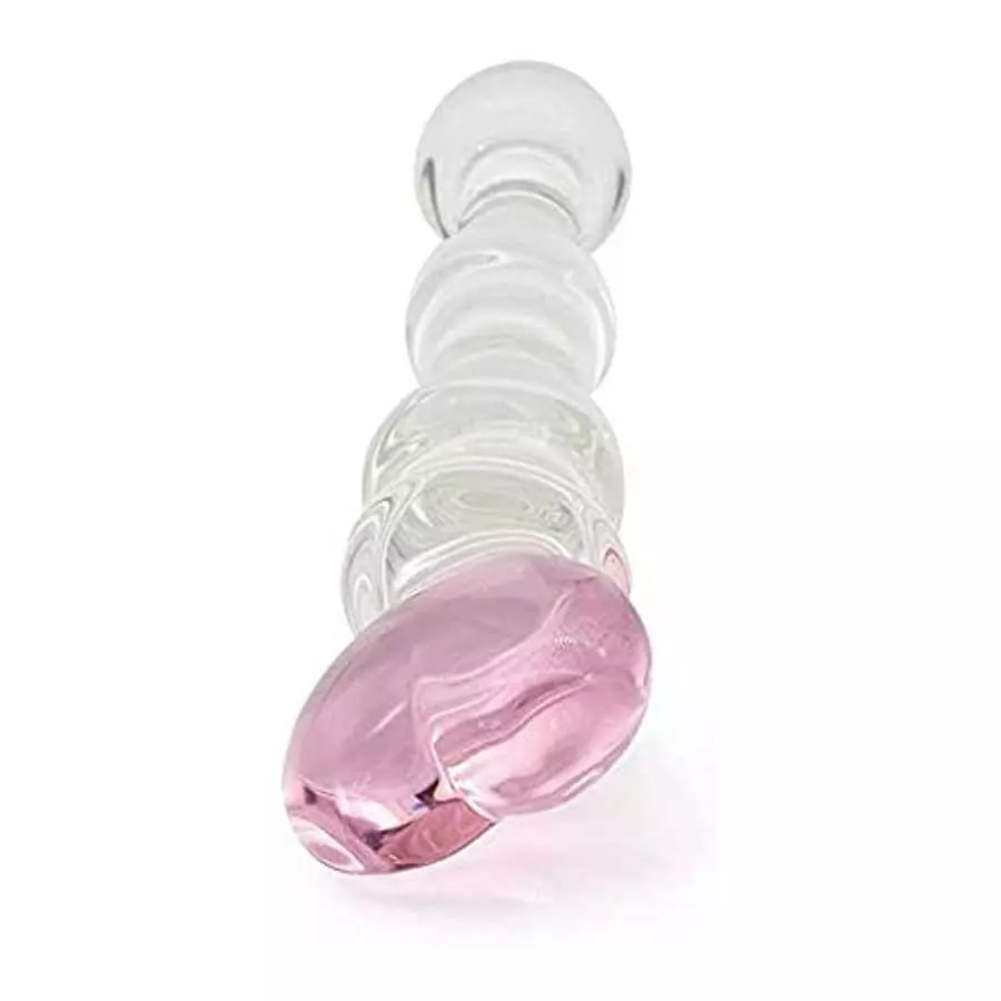 FST Glass Dildo Butt Plug, Glass Pleasure Wand, Heart Shape Crystal Massager Anal Sex Toys for Women Men Couple