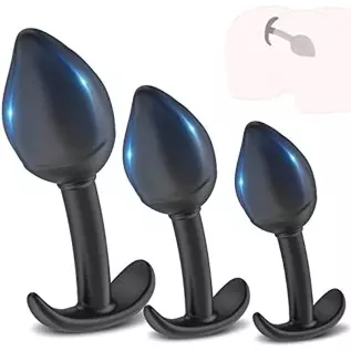 Anal Plug Kit,Dovelo 3 pcs Silicone Butt Plug Training Set,Anal Butt Plug Trainer Kit,for Beginners Advanced Users with Flared B