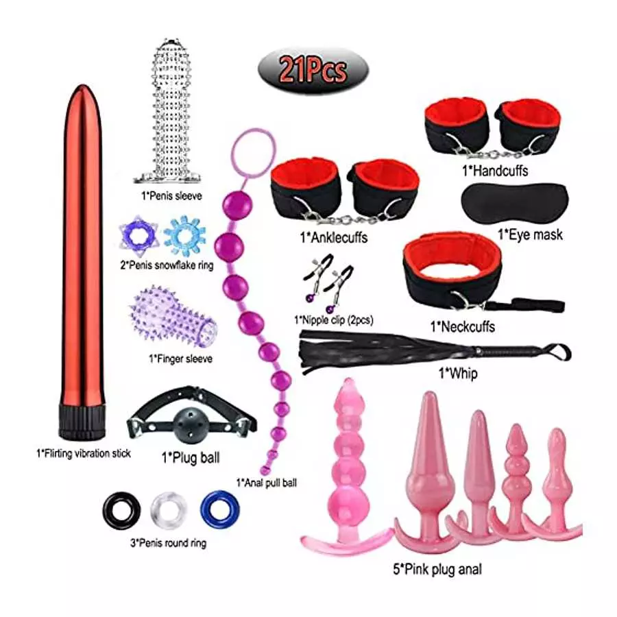 BOXIFA 21Pcs Bondage Restraint Silicone Anal Plug Sex Toys for Butt Plug, 1.0 Count