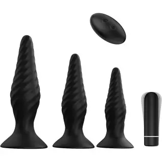 Juntame 3pcs Butt Plug Set Vibrating Anal Plug-Remote Control Anal Training Set, Silicone Vibrator Sex Toys for Men Women, Begin