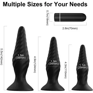 Juntame 3pcs Butt Plug Set Vibrating Anal Plug-Remote Control Anal Training Set, Silicone Vibrator Sex Toys for Men Women, Begin