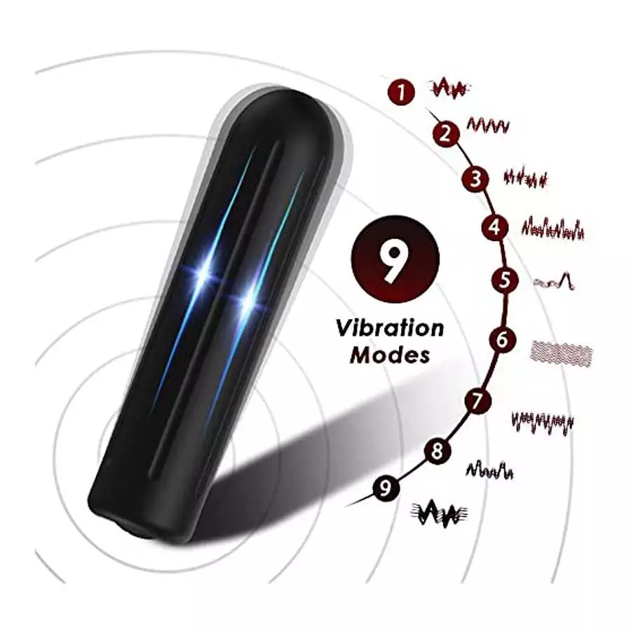 Powerful Vibration Bullet Vibrator, 9 Modes Vibe Stimulator for Clitoral/Nipple/G-spot Stimulation, Discreet Waterproof Vaginal 
