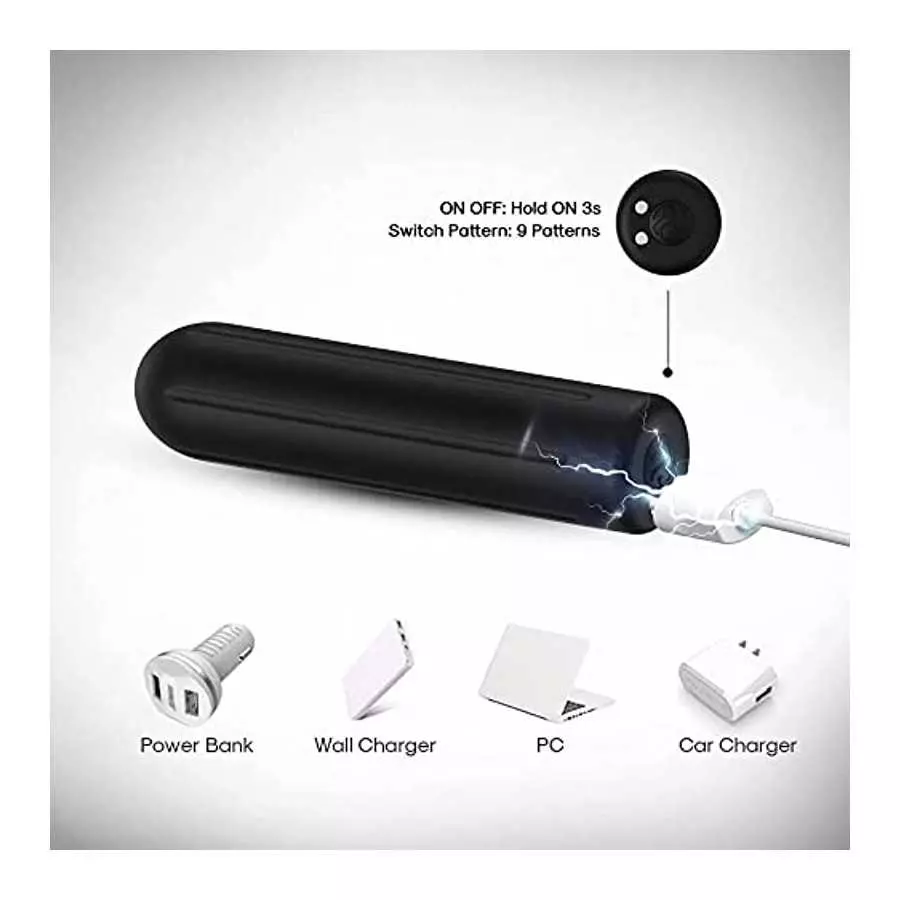 Powerful Vibration Bullet Vibrator, 9 Modes Vibe Stimulator for Clitoral/Nipple/G-spot Stimulation, Discreet Waterproof Vaginal 