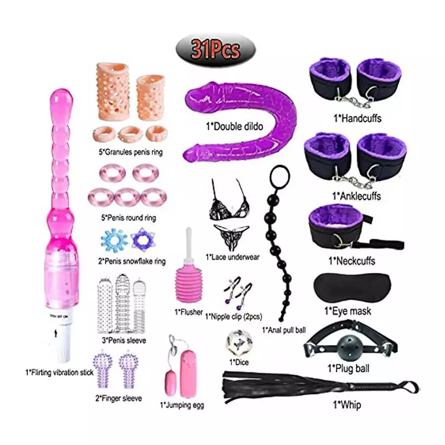 BOXIFA 31Pcs Bondage Restraint Vibrator Silicone Anal Plug Sex Toys for Butt Plug 111