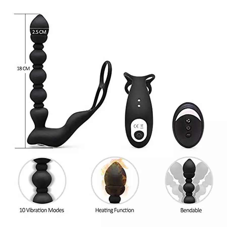 Vibrating Anal Beads Anal Plug - 10 Vibration Modes and Push Modes, Anal Sex Toys Bullet Vibrator for Men, Women and Couples Adu