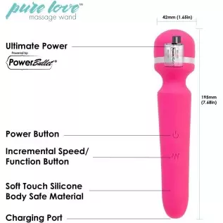 Pure Love Vibrator Wand, Personal Body Massager, Rechargeable Usb, Pink Pure Love Vibrator Wand, Personal Body Massager, Rechargeable Usb, Pink