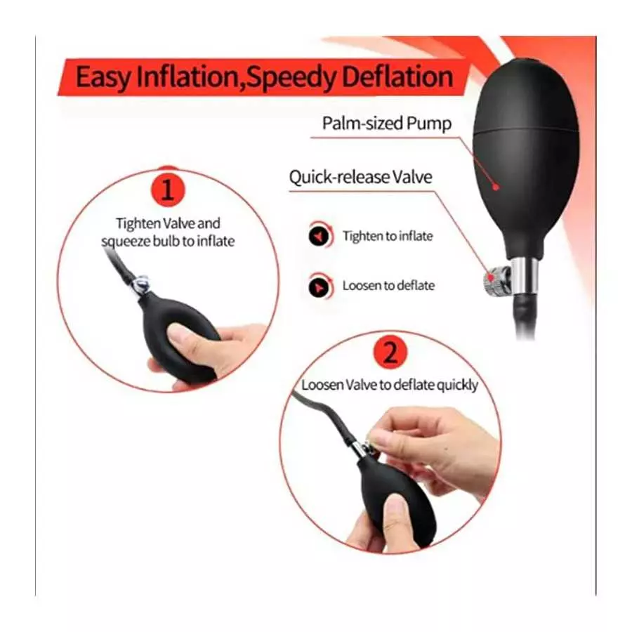 Silicone Expand Inflatable Anal Plug，Body-Safe Silicone Anal Balloon Pump with Quick Release Valve Stretch Anal Sex Toys for Beg