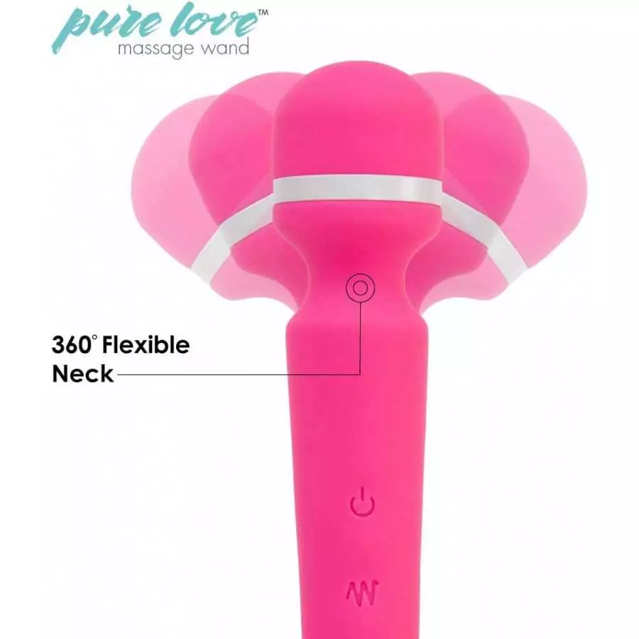 Pure Love Vibrator Wand, Personal Body Massager, Rechargeable Usb, Pink