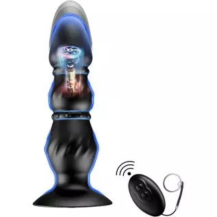 Vibrating Anal Beads Butt Plug, Prostate Massager Anal Vibrator with 10 Vibration Modes, Remote Control Flexible Silicone Rechar