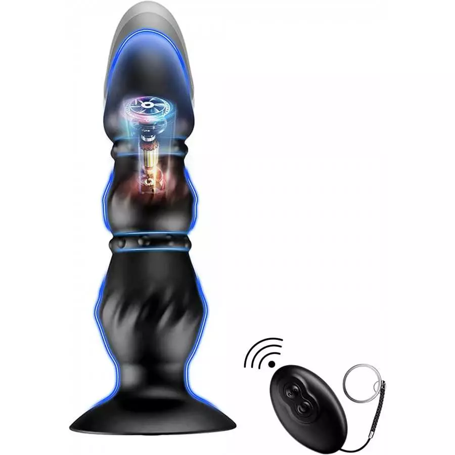 Vibrating Anal Beads Butt Plug, Prostate Massager Anal Vibrator with 10 Vibration Modes, Remote Control Flexible Silicone Rechar