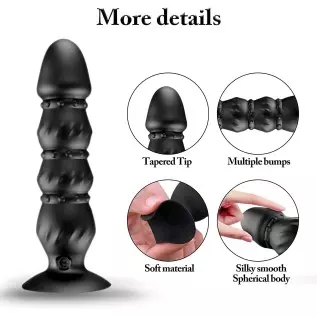 Vibrating Anal Beads Butt Plug, Prostate Massager Anal Vibrator with 10 Vibration Modes, Remote Control Flexible Silicone Rechar