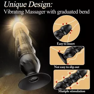 Vibrating Anal Beads Butt Plug, Prostate Massager Anal Vibrator with 10 Vibration Modes, Remote Control Flexible Silicone Rechar