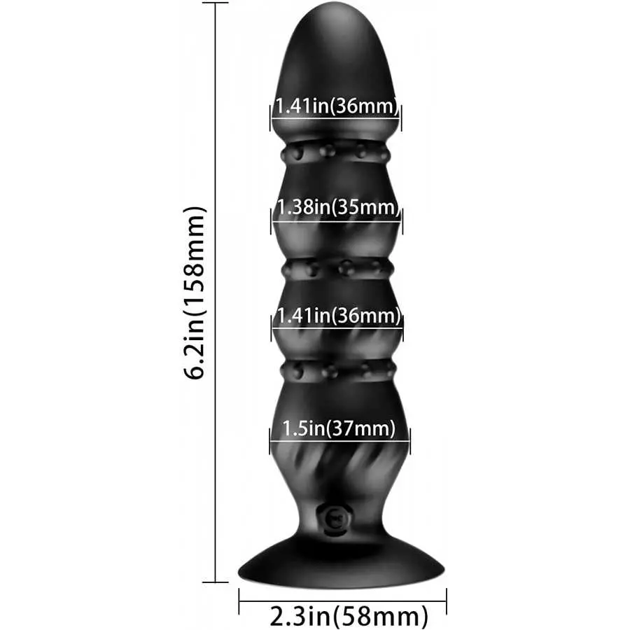 Vibrating Anal Beads Butt Plug, Prostate Massager Anal Vibrator with 10 Vibration Modes, Remote Control Flexible Silicone Rechar