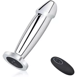 Vibrating Anal Plug Dildo with Remote Control, Rechargeable Metal Butt Plug Prostate Massager with 10 Modes, Magnetic Suction Ch