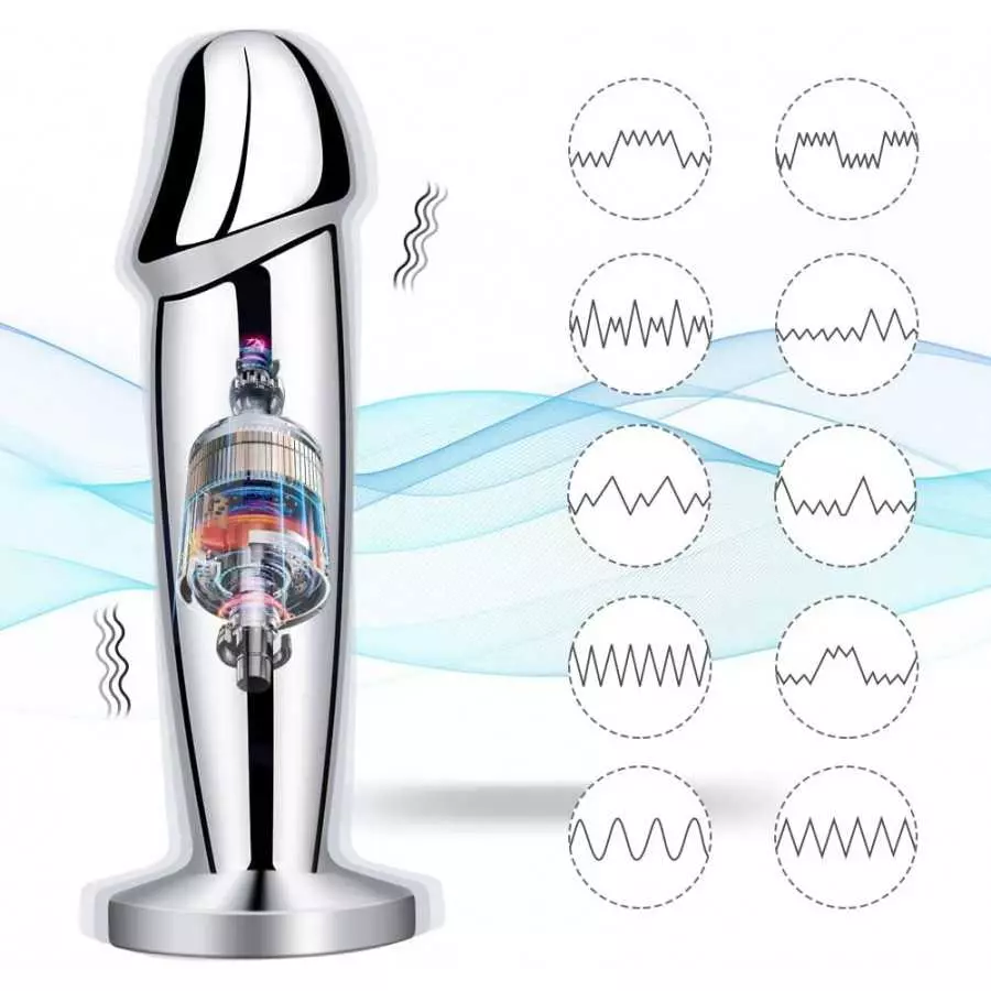 Vibrating Anal Plug Dildo with Remote Control, Rechargeable Metal Butt Plug Prostate Massager with 10 Modes, Magnetic Suction Ch
