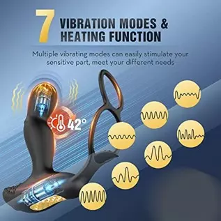 Prostate Massager Anal Plug Vibrator - Anal Sex Toys with Dual Cock Ring, Anus Stimulator Butt Plug with 7 Vibrating Modes Remot Prostate Massager Anal Plug Vibrator - Anal Sex Toys with Dual Cock Ring, Anus Stimulator Butt Plug with 7 Vibrating Modes Remot