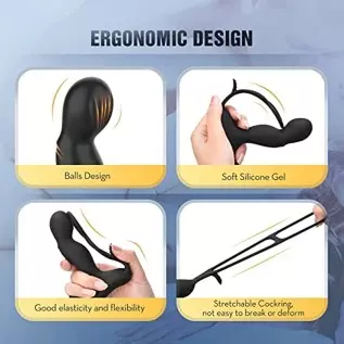 Prostate Massager Anal Plug Vibrator - Anal Sex Toys with Dual Cock Ring, Anus Stimulator Butt Plug with 7 Vibrating Modes Remot Prostate Massager Anal Plug Vibrator - Anal Sex Toys with Dual Cock Ring, Anus Stimulator Butt Plug with 7 Vibrating Modes Remot