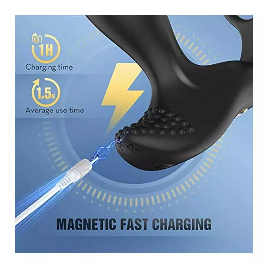 Prostate Massager Anal Plug Vibrator - Anal Sex Toys with Dual Cock Ring, Anus Stimulator Butt Plug with 7 Vibrating Modes Remot