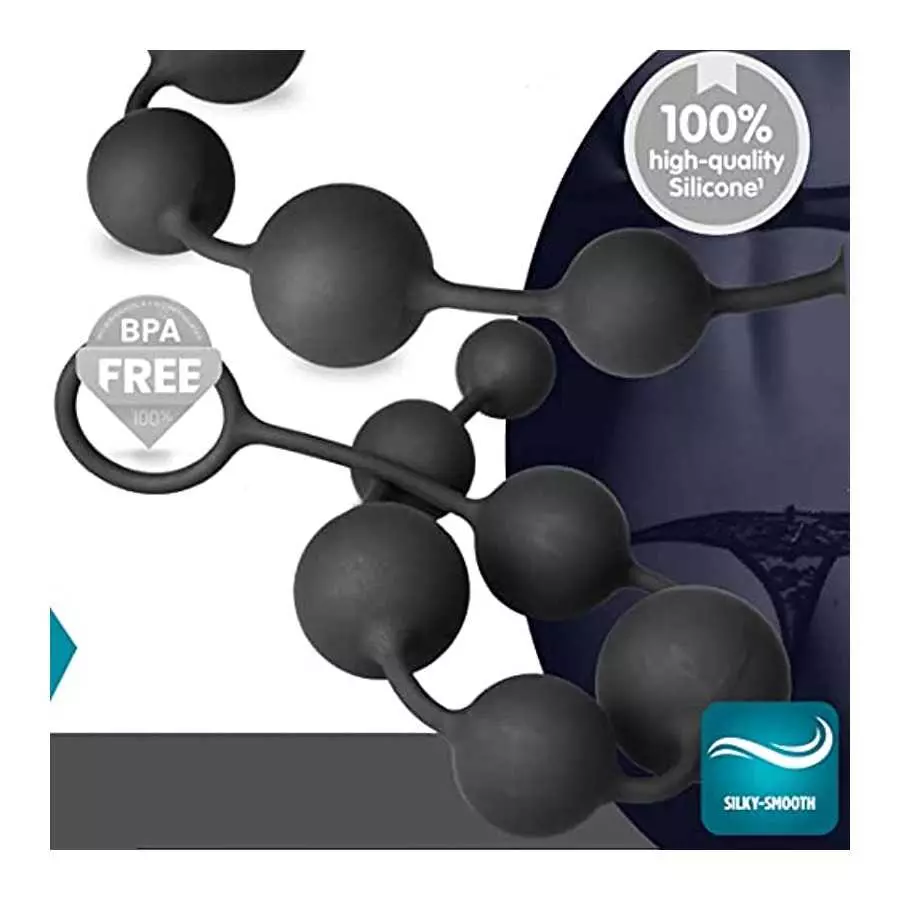 Anal Beads for Men/Women - 100% Silicone with Gradual Size Increase & Safe Pull Ring - Easy to Clean Anal Toys, BPA & Phthalate 