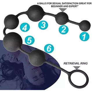 Anal Beads for Men/Women - 100% Silicone with Gradual Size Increase & Safe Pull Ring - Easy to Clean Anal Toys, BPA & Phthalate 