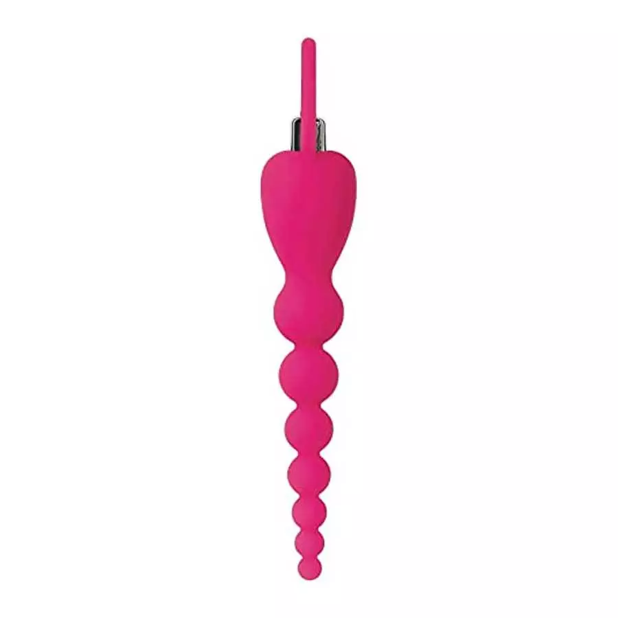 Adam & Eve Booty Bliss Vibrating Anal Beads, Pink | Waterproof Silicone Butt Plug with Removable Bullet Vibrator | 7.75” Total L