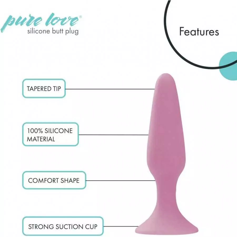 Pure Love 4.5 Inch Silicone Anal Butt Plug, Black Color, Adult Sex Toy, Classic Sex Toy