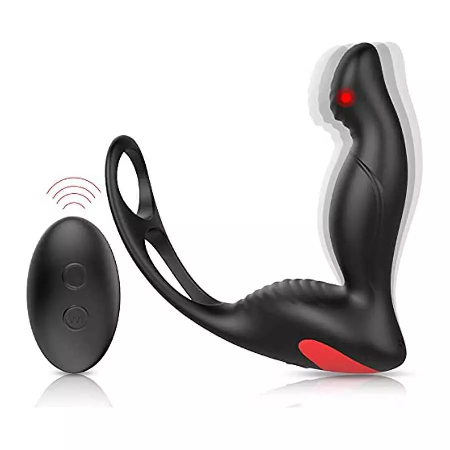 3-in-1 Remote Control Prostate Massager Vibrator with Penis Ring and Ball Loop, 9 Speeds Rechargeable Anal Sex Toy Waterproof G- 3-in-1 Remote Control Prostate Massager Vibrator with Penis Ring and Ball Loop, 9 Speeds Rechargeable Anal Sex Toy Waterproof G-