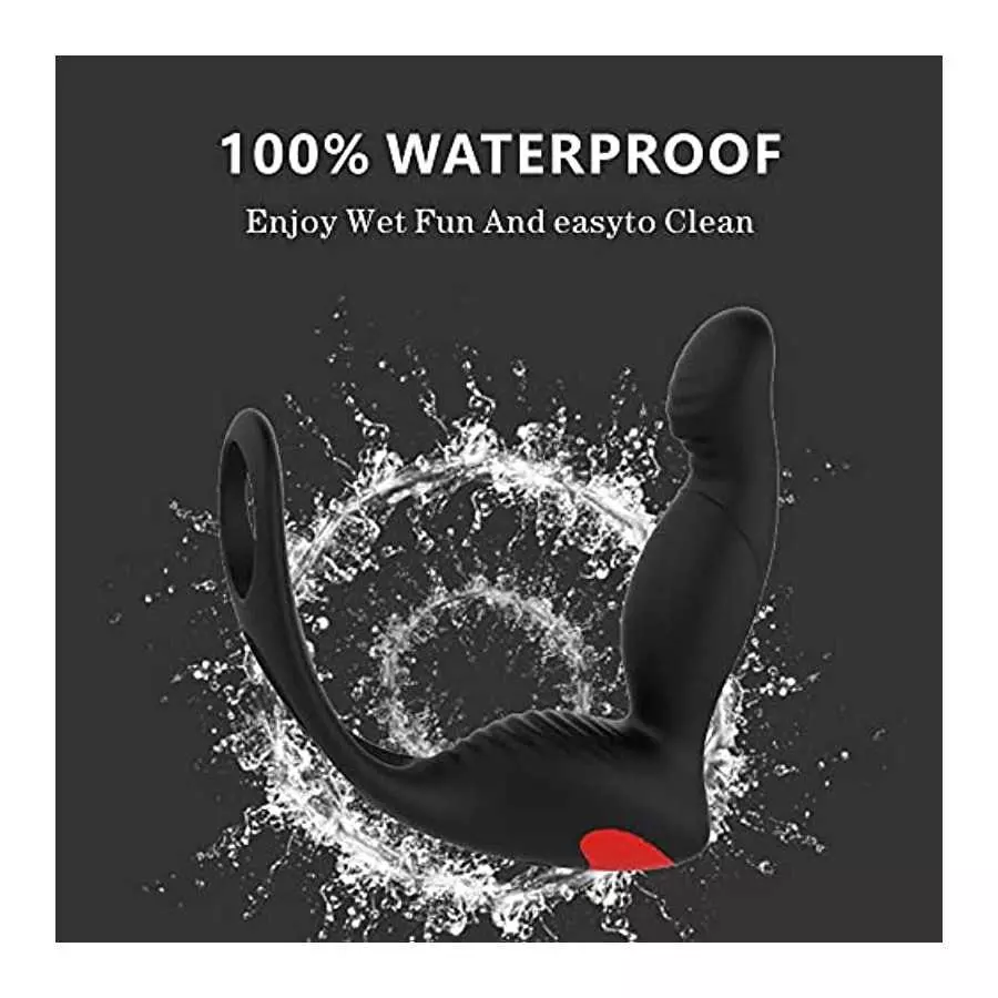 3-in-1 Remote Control Prostate Massager Vibrator with Penis Ring and Ball Loop, 9 Speeds Rechargeable Anal Sex Toy Waterproof G-