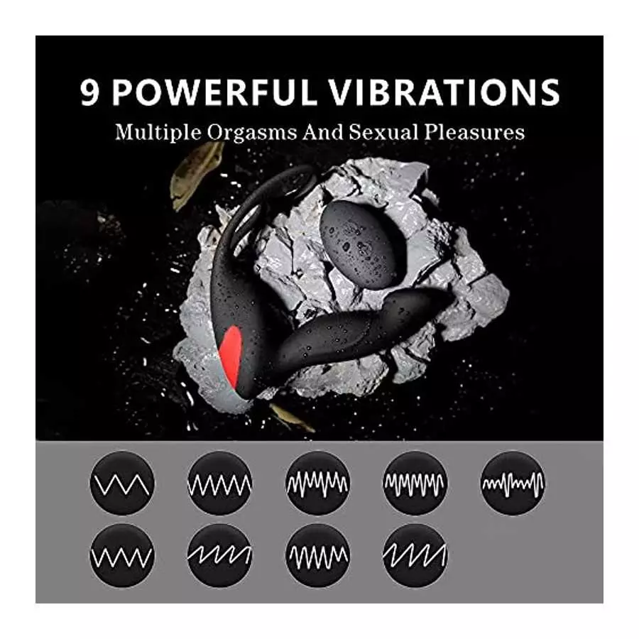 3-in-1 Remote Control Prostate Massager Vibrator with Penis Ring and Ball Loop, 9 Speeds Rechargeable Anal Sex Toy Waterproof G-