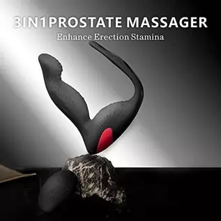 3-in-1 Remote Control Prostate Massager Vibrator with Penis Ring and Ball Loop, 9 Speeds Rechargeable Anal Sex Toy Waterproof G- 3-in-1 Remote Control Prostate Massager Vibrator with Penis Ring and Ball Loop, 9 Speeds Rechargeable Anal Sex Toy Waterproof G-
