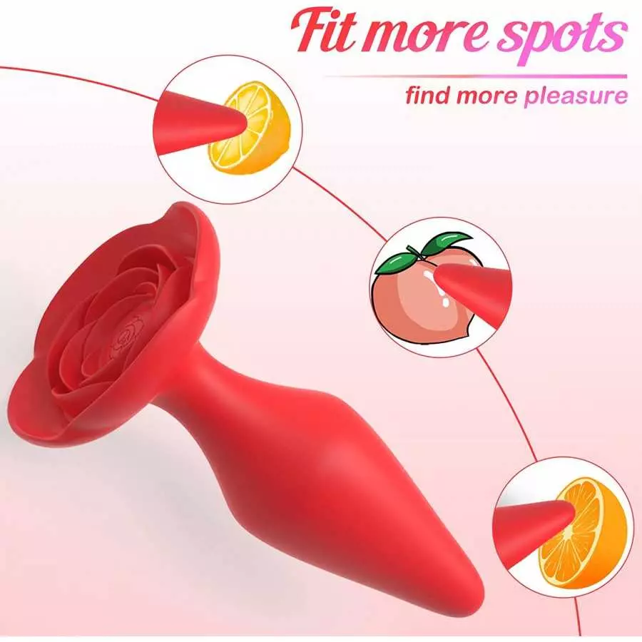 Anal Butt Plug Rose Sex Toy for Women, Pack of 3 Silicone Anal Trainer Prostate Adult Toys for Couple (Red)