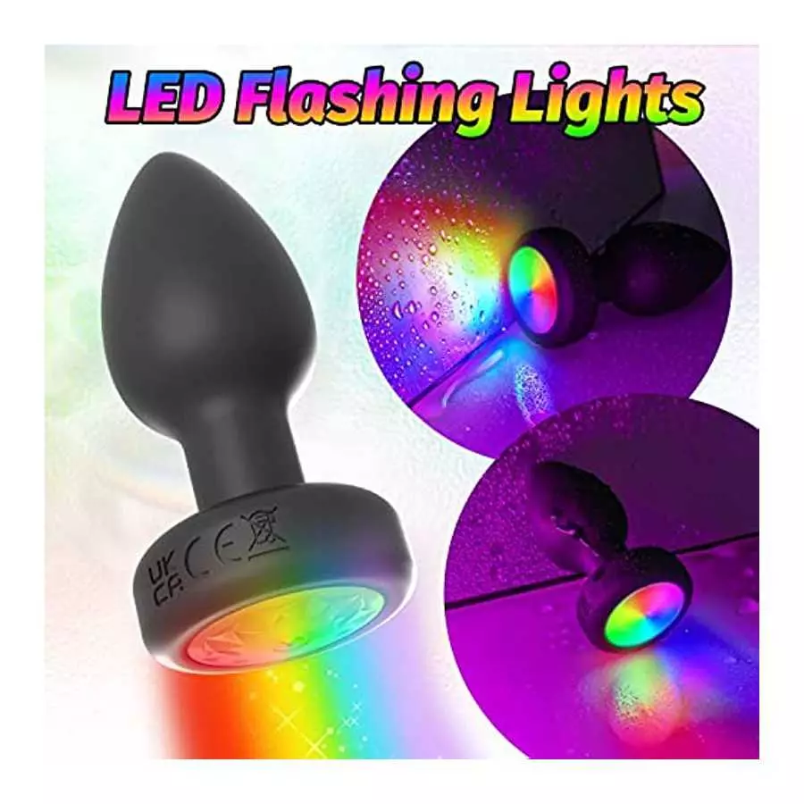 Light Up Anal Vibrator Prostate Massager with 7 Vibration Modes, LED Light G-spot Anal Plug Silicone Rechargeable with Remote Co