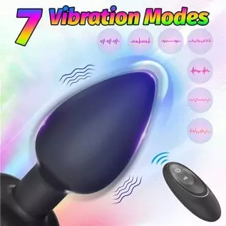 Light Up Anal Vibrator Prostate Massager with 7 Vibration Modes, LED Light G-spot Anal Plug Silicone Rechargeable with Remote Co