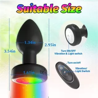 Light Up Anal Vibrator Prostate Massager with 7 Vibration Modes, LED Light G-spot Anal Plug Silicone Rechargeable with Remote Co