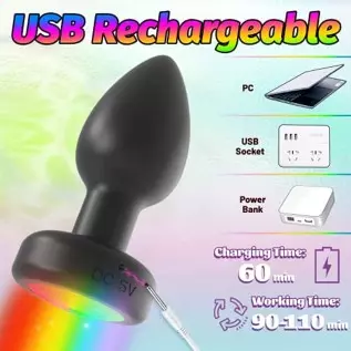 Light Up Anal Vibrator Prostate Massager with 7 Vibration Modes, LED Light G-spot Anal Plug Silicone Rechargeable with Remote Co