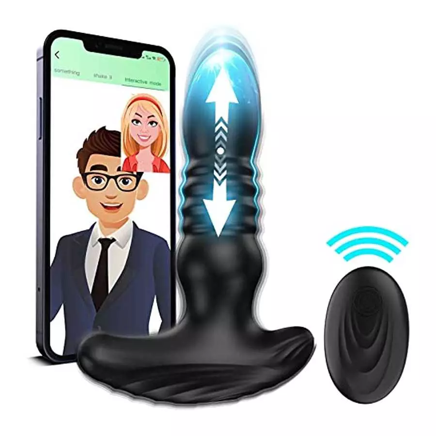 Thrusting Anal Vibrator Prostate Massager for Men Women, Telescopic Vibrating Anal Plug Prostate Stimulator Toys with 9 Modes, D Thrusting Anal Vibrator Prostate Massager for Men Women, Telescopic Vibrating Anal Plug Prostate Stimulator Toys with 9 Modes, D