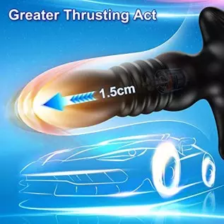Thrusting Anal Vibrator Prostate Massager for Men Women, Telescopic Vibrating Anal Plug Prostate Stimulator Toys with 9 Modes, D Thrusting Anal Vibrator Prostate Massager for Men Women, Telescopic Vibrating Anal Plug Prostate Stimulator Toys with 9 Modes, D