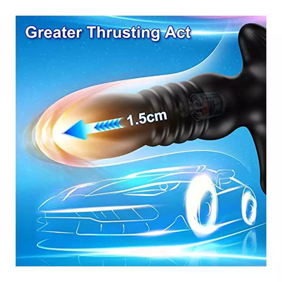 Thrusting Anal Vibrator Prostate Massager for Men Women, Telescopic Vibrating Anal Plug Prostate Stimulator Toys with 9 Modes, D