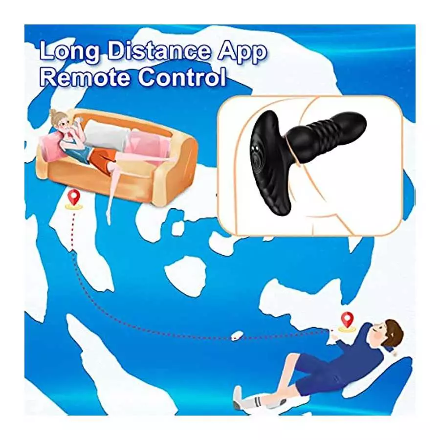 Thrusting Anal Vibrator Prostate Massager for Men Women, Telescopic Vibrating Anal Plug Prostate Stimulator Toys with 9 Modes, D