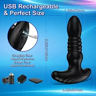 Thrusting Anal Vibrator Prostate Massager for Men Women, Telescopic Vibrating Anal Plug Prostate Stimulator Toys with 9 Modes, D Thrusting Anal Vibrator Prostate Massager for Men Women, Telescopic Vibrating Anal Plug Prostate Stimulator Toys with 9 Modes, D