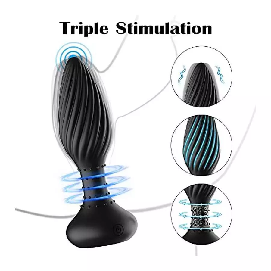 Male Vibrating Prostate Massager Rotating Anal Vibrator, Adorime Remote Control 10 Speeds Unisex G Spot Vibrator Anal Sex Toys w