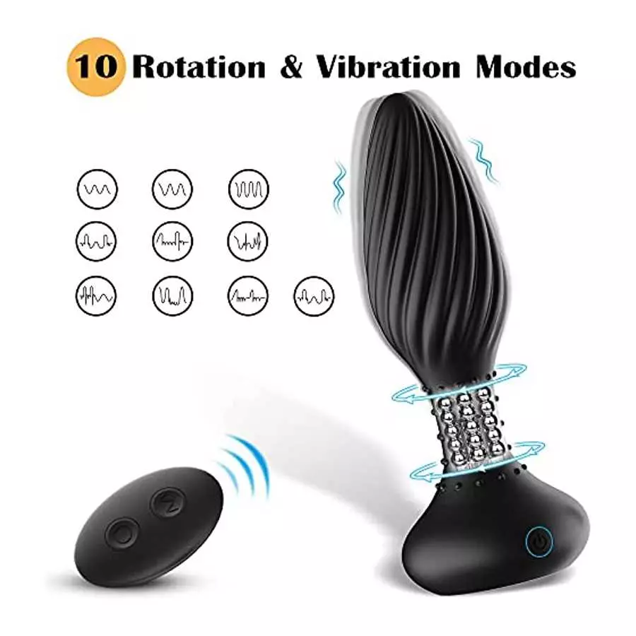 Male Vibrating Prostate Massager Rotating Anal Vibrator, Adorime Remote Control 10 Speeds Unisex G Spot Vibrator Anal Sex Toys w