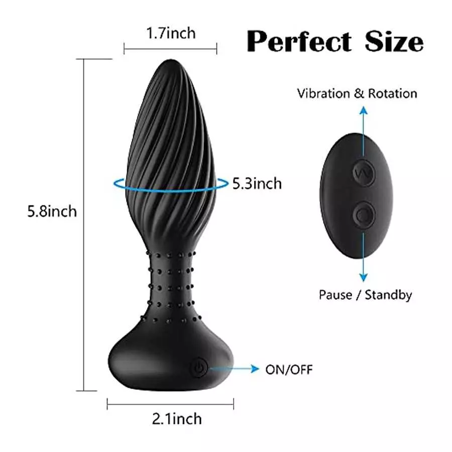 Male Vibrating Prostate Massager Rotating Anal Vibrator, Adorime Remote Control 10 Speeds Unisex G Spot Vibrator Anal Sex Toys w