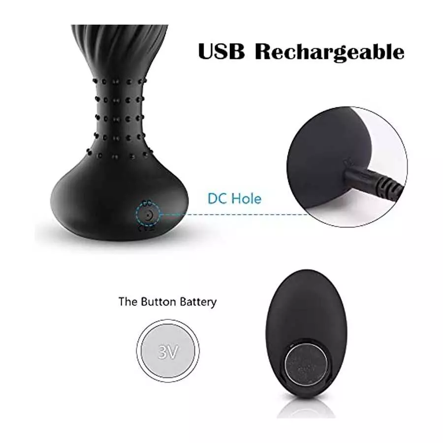 Male Vibrating Prostate Massager Rotating Anal Vibrator, Adorime Remote Control 10 Speeds Unisex G Spot Vibrator Anal Sex Toys w