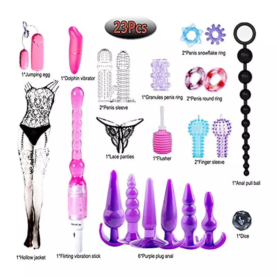 BOXIFA 23Pcs Penis Ring Sleeve Silicone Anal Plug Sex Toys for Butt Plug