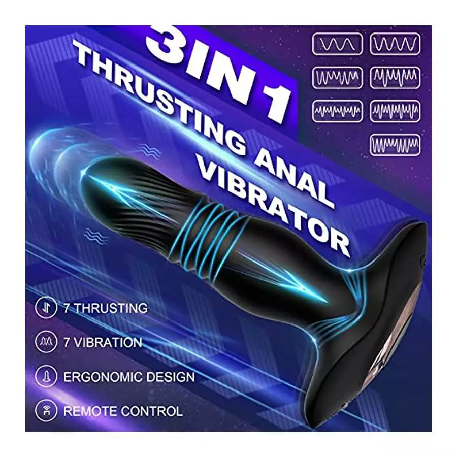 Thrusting Prostate Massager Anal Vibrator, Bukinler Thrusting Vibrator with Remote Control and Ultrafast Thrusting Frequency Ana