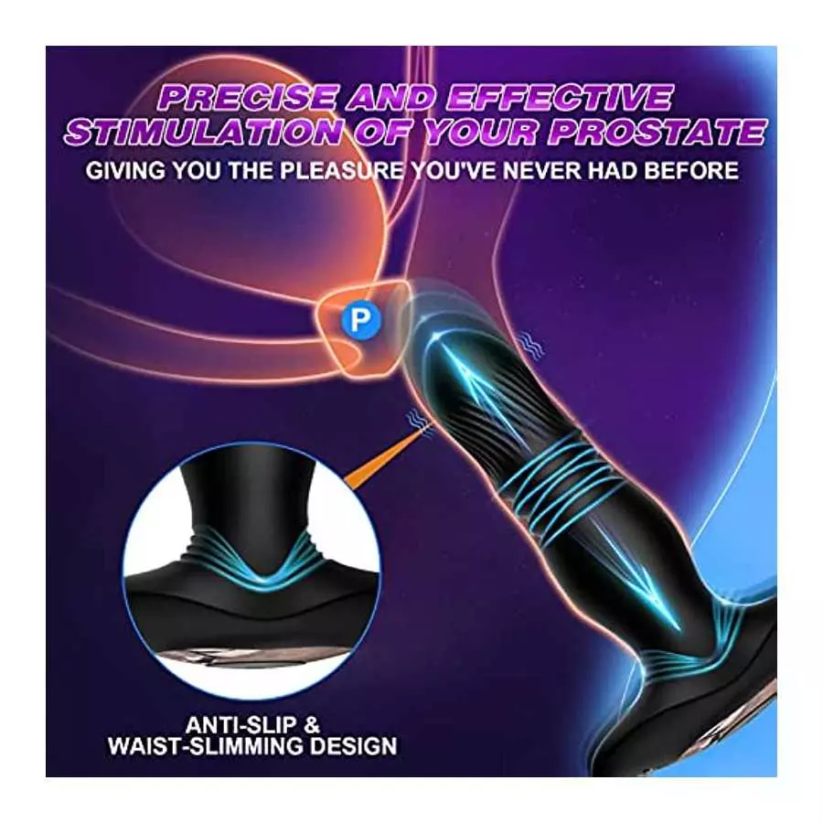 Thrusting Prostate Massager Anal Vibrator, Bukinler Thrusting Vibrator with Remote Control and Ultrafast Thrusting Frequency Ana